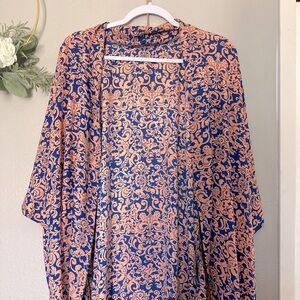 Medium Foreign Exchange women’s pink and blue shawl, shrug , wrap.